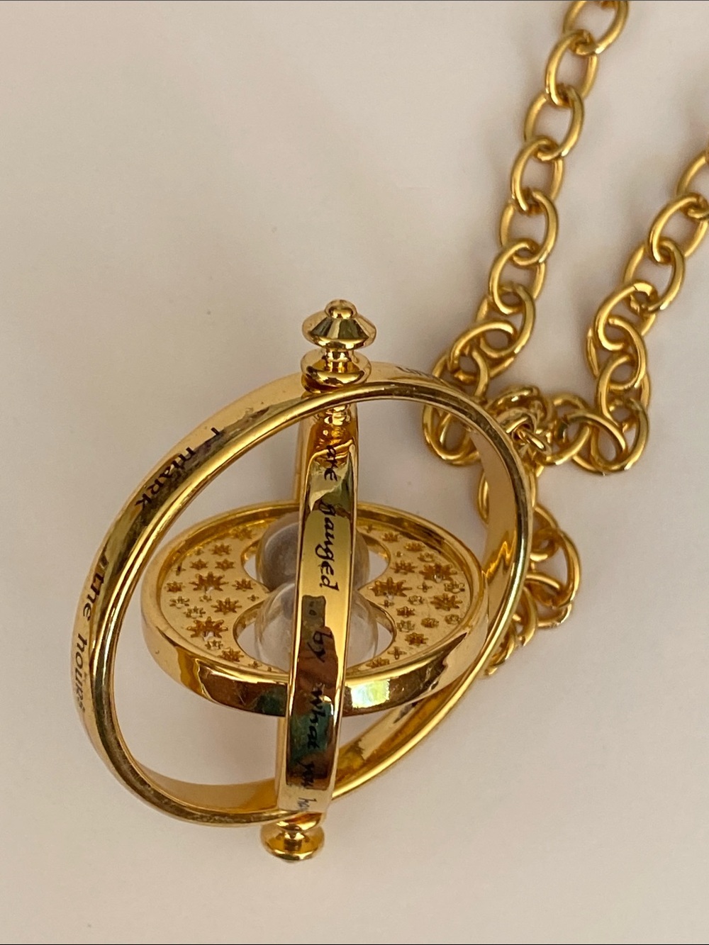 Harry potter hermoine’s hour glad time turner 24k plated gold necklace